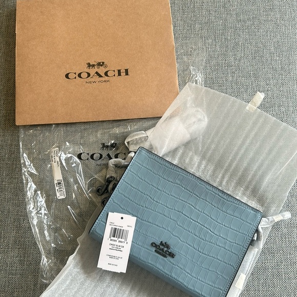 Coach Klare Crocodile Embossed Leather Crossbody Bag in Cornflower Blue - Picture 3 of 11